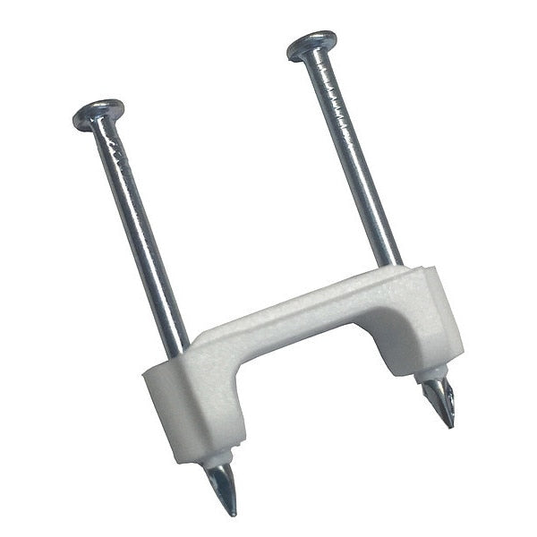 Cable Staple, Plastic NM, White, 1/2