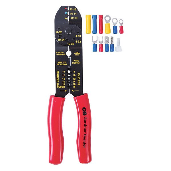 Terminal Kit with Stripper, Crimper, 100Pc
