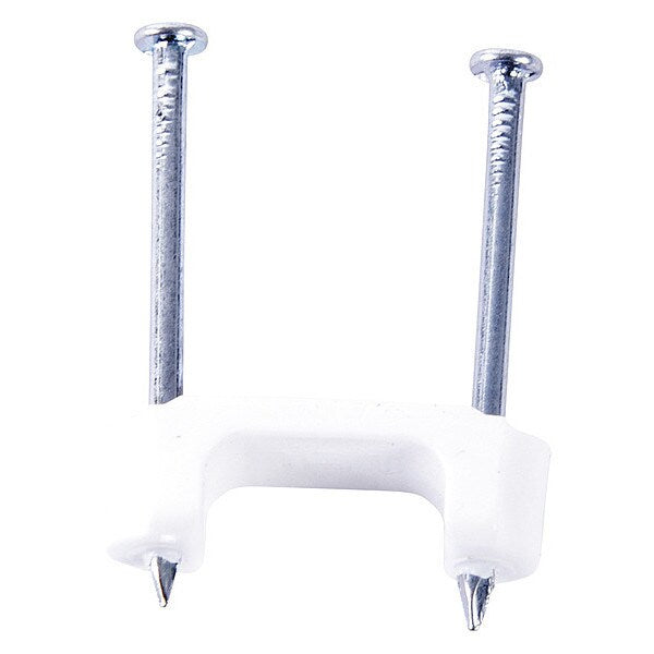 Cable Staple, Plastic NM, White, 1/2