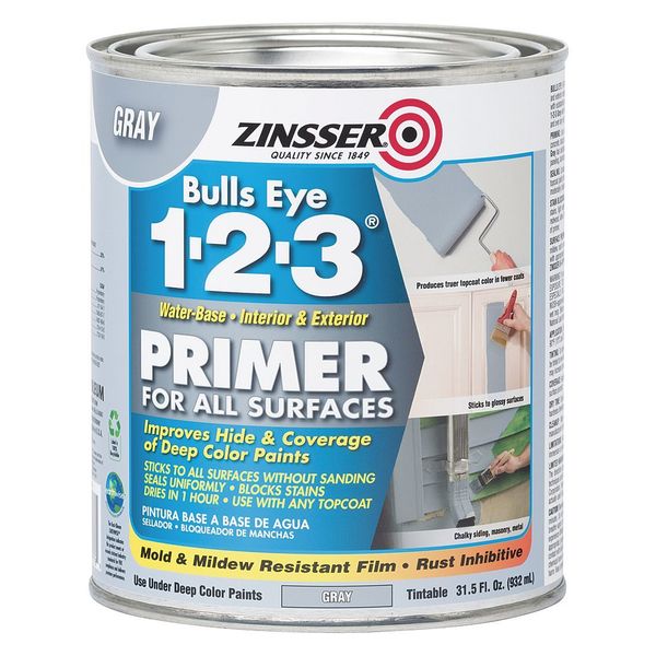 Primer, Water, 1 qt, Gray, Interior/Exterior