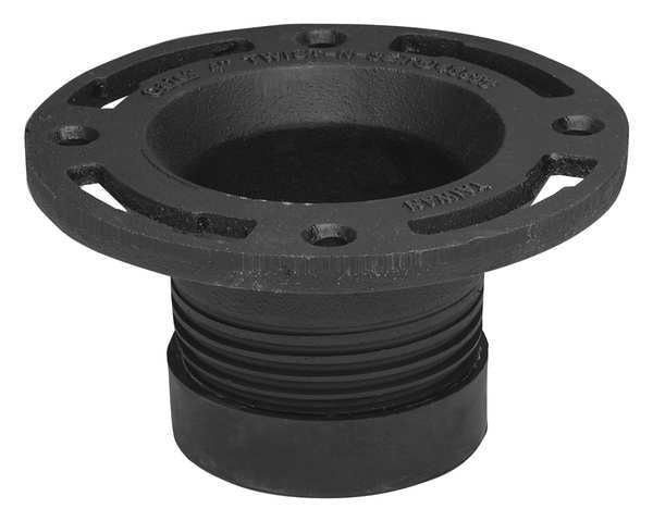 Toilet Flange, Black, Cast Iron, 4