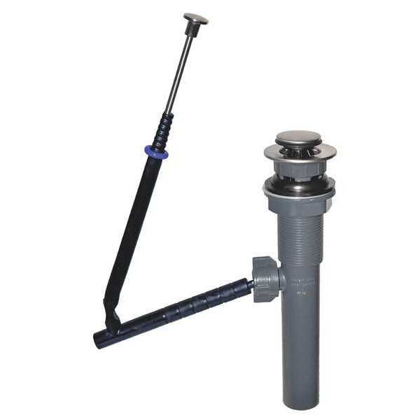 2 Pipe Dia., Plastic, Lavatory, EZ Connect Pop-up Plastic Lavatory Drain in Brushed Nickel