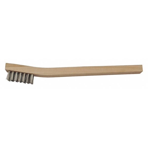 5/8 in W Scratch Brush, Stiff, 1 1/2 in L Brush, Gray, Wood, 7 3/4 in L Overall