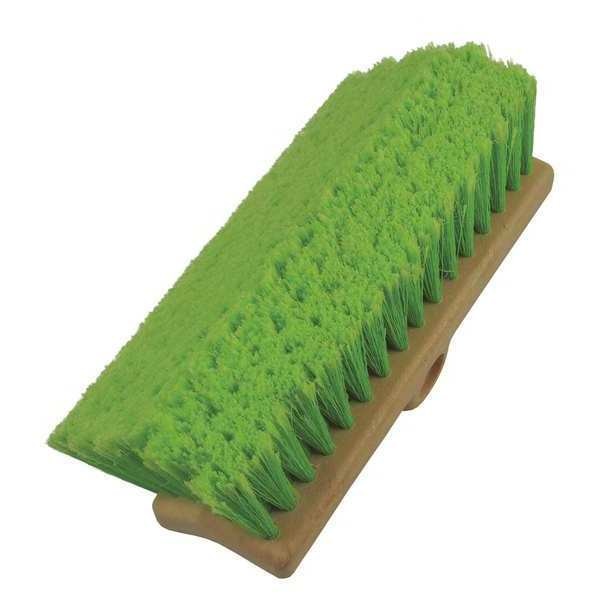 6 in W Scrub Brush, 7 5/8 in L Handle, 10 in L Brush, Green, Plastic, 10 in L Overall