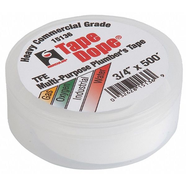 Pipe Thread Sealant Tape, 3/4in W, 500in L
