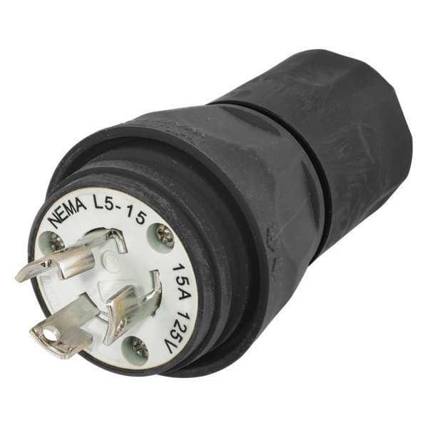 15A Watertight Locking Plug 2P 3W 125VAC L5-15P BK