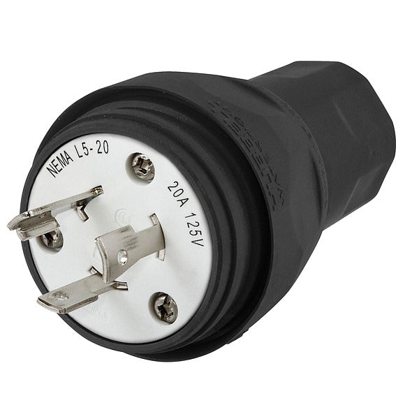 20A Watertight Locking Plug 2P 3W 125VAC L5-20R BK