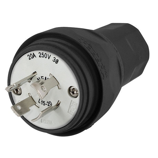 20A Watertight Locking Plug 3P 4W 250VAC L15-20P BK
