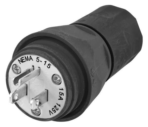 3 Wire Industrial Watertight Straight Blade Plug 125VAC 15A
