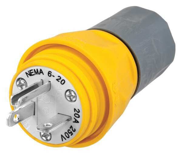 3 Wire Industrial Watertight Straight Blade Plug 250VAC 20A