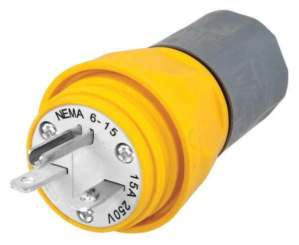 3 Wire Industrial Watertight Straight Blade Plug 250VAC 15A