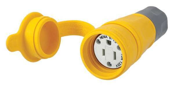 Watertight Straight Blade Connector, Female, 5-15R, 15A125V, 2-Pole 3-Wire