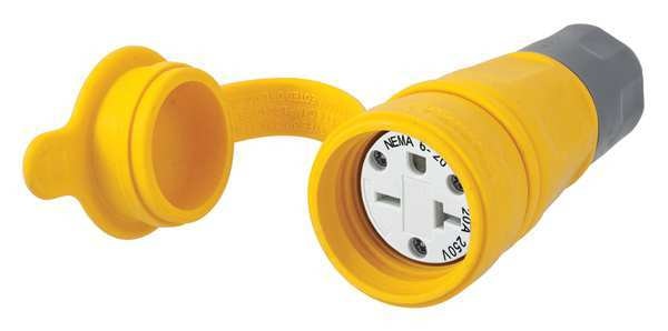 Watertight Straight Blade Connector, 6-20R, 20A, 250VAC, Yellow