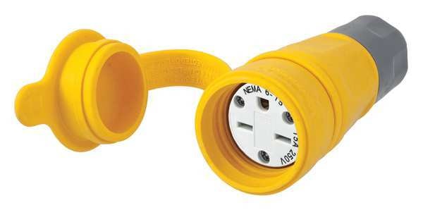 Watertight Straight Blade Connector, 6-15R, 15A, 250VAC, Yellow