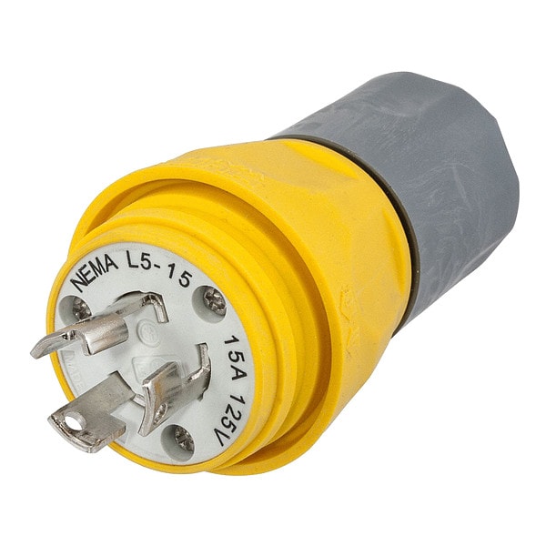 15A Watertight Locking Plug 2P 3W 125VAC L5-15P YL