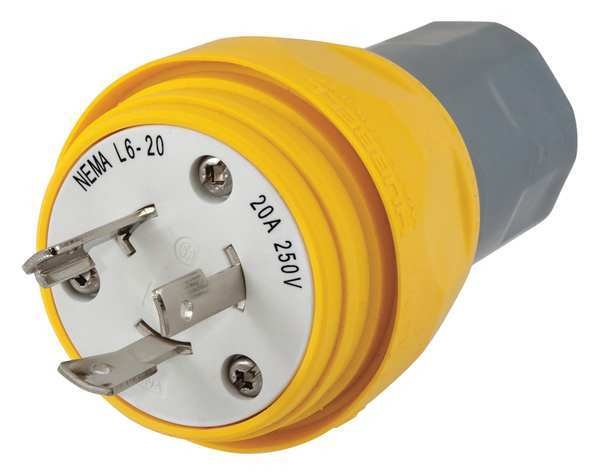 20A Watertight Locking Plug 2P 3W 250VAC L6-20P YL