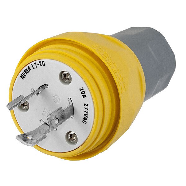 20A Watertight Locking Plug 2P 3W 277VAC L7-20P YL