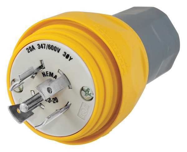 20A Watertight Locking Plug 4P 5W 347/600VAC