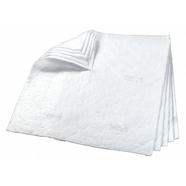 Sorbents, 75 gal/pk, 75 gal/pad, Oil Absorbed, White, Polyester, Polypropylene, 50 PK
