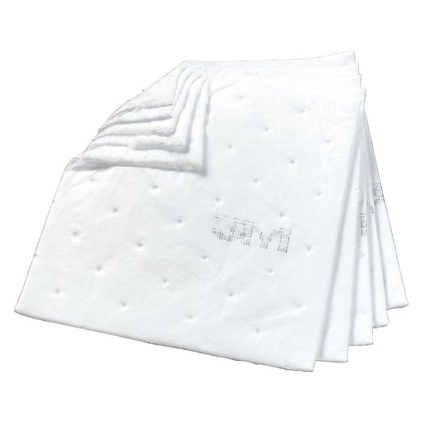Sorbents, 33 gal. Oil Absorbed, White, Polyester, Polypropylene, 50 PK