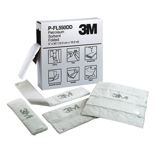 Sorbents, 10 gal/pk, 10 gal/pad, Oil Absorbed, White, Polyester, Polypropylene, Synthetic Fibers
