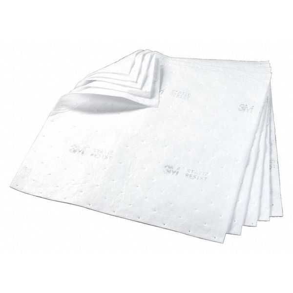 Sorbents, 75 gal. Oil Absorbed, White, Polyester, Polypropylene, Synthetic Fibers, 50 PK