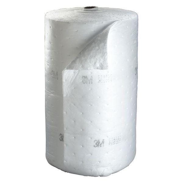 Sorbents, 73 gal. Oil Absorbed, White, Polyester, Polypropylene, Synthetic Fibers