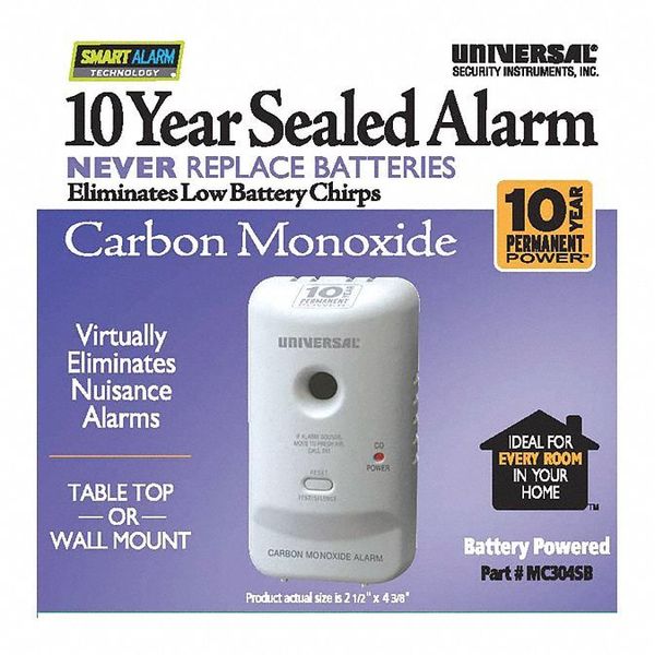 Carbon Monoxide Alarm, Electrochemical Sensor, 85 dB @ 10 ft Audible Alert