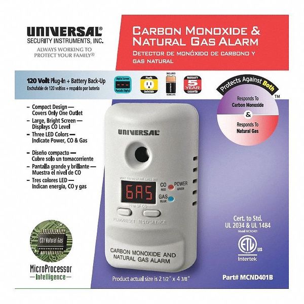 Carbon Monoxide Alarm, Semiconductor Sensor, 85 dB @ 10 ft Audible Alert