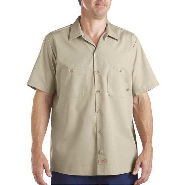 Short Slv Indstrl Shirt, Poplin, Khaki, 2X
