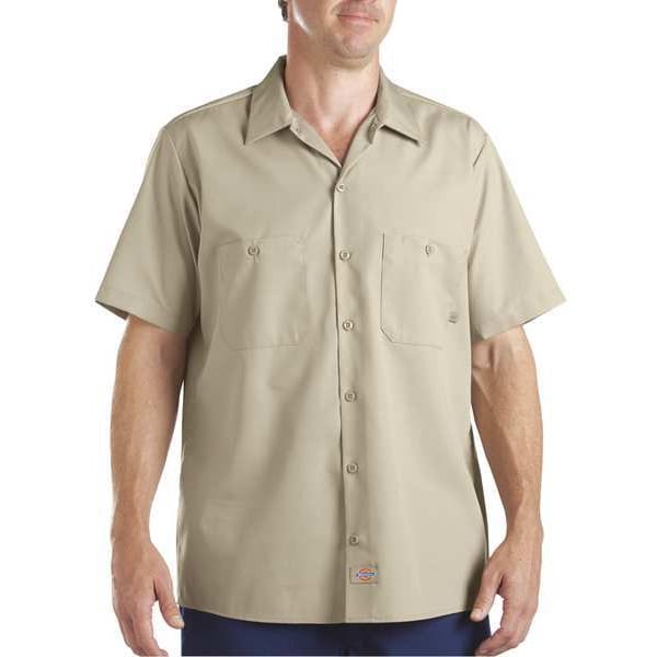 Short Slv Indstrl Shirt, Poplin, Khaki, 5X