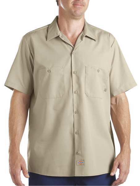 Short Slv Indstrl Shirt, Poplin, Khaki, L