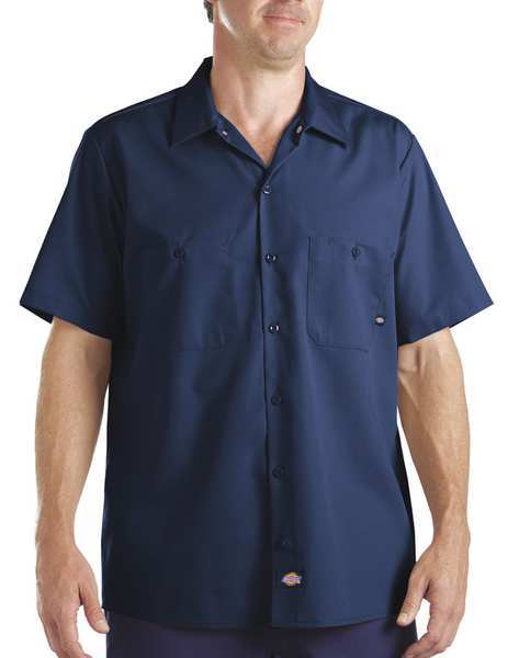 Short Slv Indstrl Shirt, Poplin, Navy, 3X