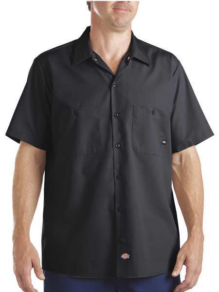 Short Slv Indstrl Shirt, Poplin, Black, 2X