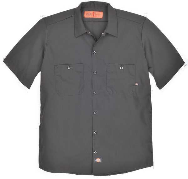 Short Slv Indstrl Shirt, Poplin, Black, 2X