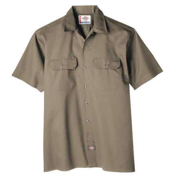 Short Sleeve Work Shirt, Twill, Khaki, 5X