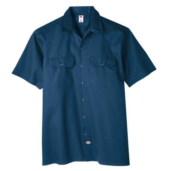 Short Sleeve Work Shirt, Twill, Navy, 3X