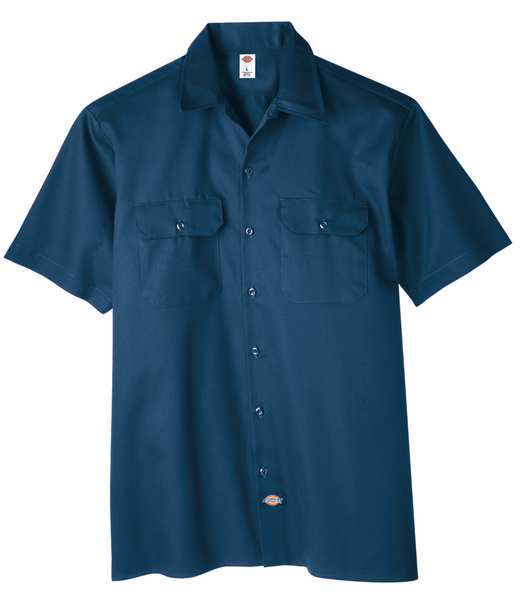 Short Sleeve Work Shirt, Twill, Navy, XLT