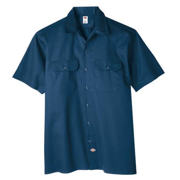 Short Sleeve Work Shirt, Twill, Navy, 4X