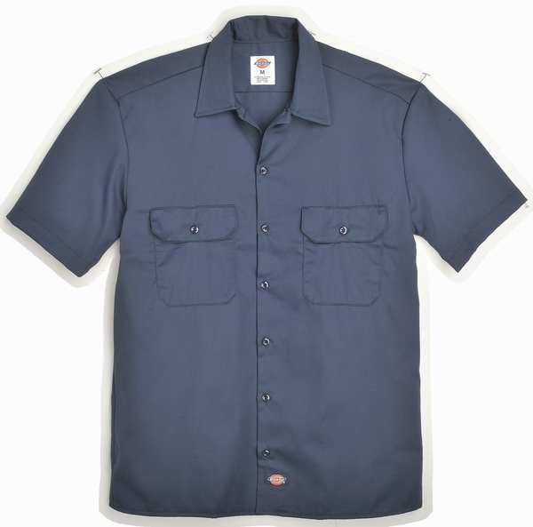 Short Sleeve Work Shirt, Twill, Navy, XLT