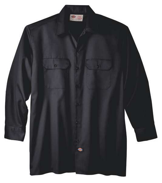 Long Sleeve Work Shirt, Twill, Black, 2X
