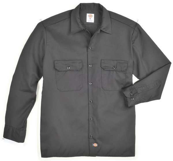 Long Sleeve Work Shirt, Twill, Black, 2X