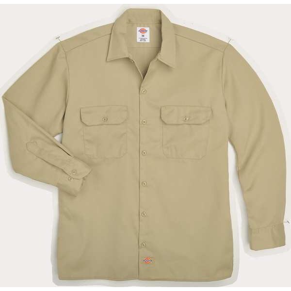 Long Sleeve Work Shirt, Twill, Khaki, XL