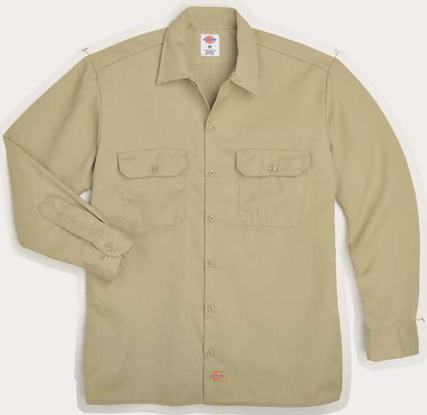 Long Sleeve Work Shirt, Twill, Khaki, 3XT