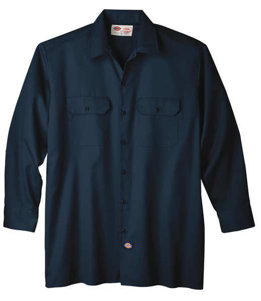 Long Sleeve Work Shirt, Twill, Navy, XLT