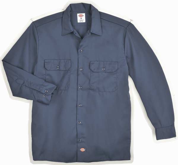 Long Sleeve Work Shirt, Twill, Navy, 3X