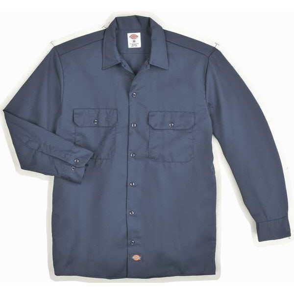 Long Sleeve Work Shirt, Twill, Navy, 2X