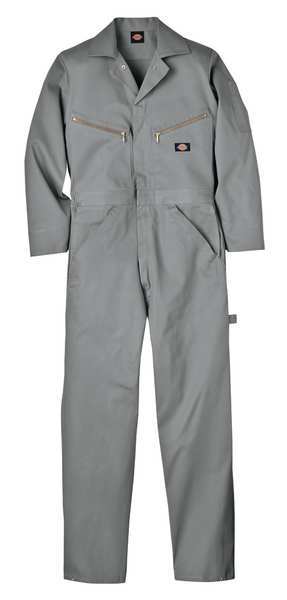 Long Sleeve Coveralls, Cotton, Gray, LT
