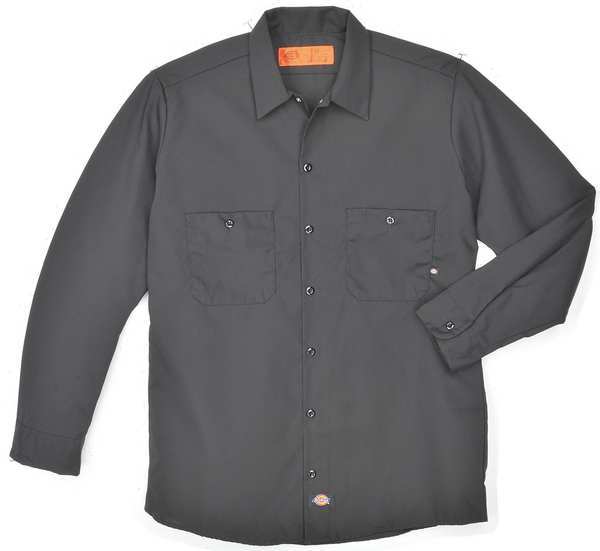 Long Slv Indstrl Shirt, Poplin, Black, 2X