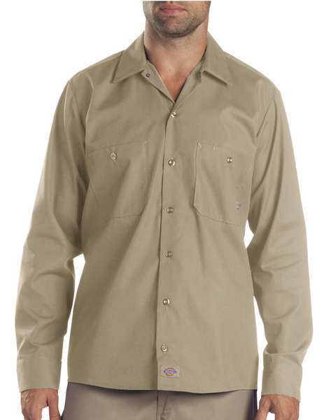 Long Slv Indstrl Shirt, Poplin, Khaki, 4X